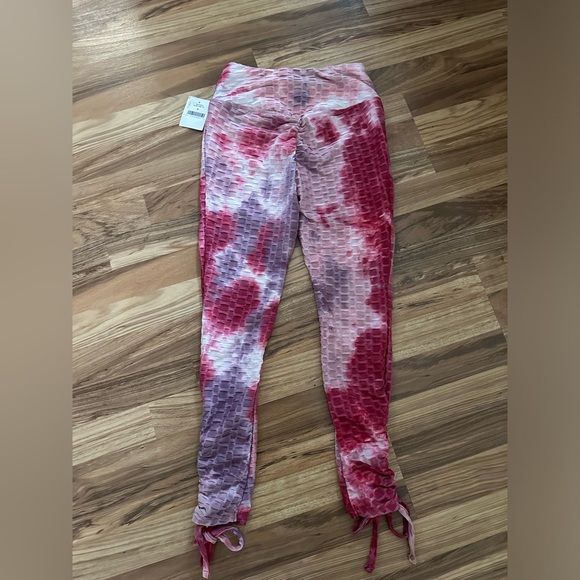 Hot Kiss But Lift Women’s Leggings Tie Dye Pink Size M Tie Ankle - Picture 4 of 5